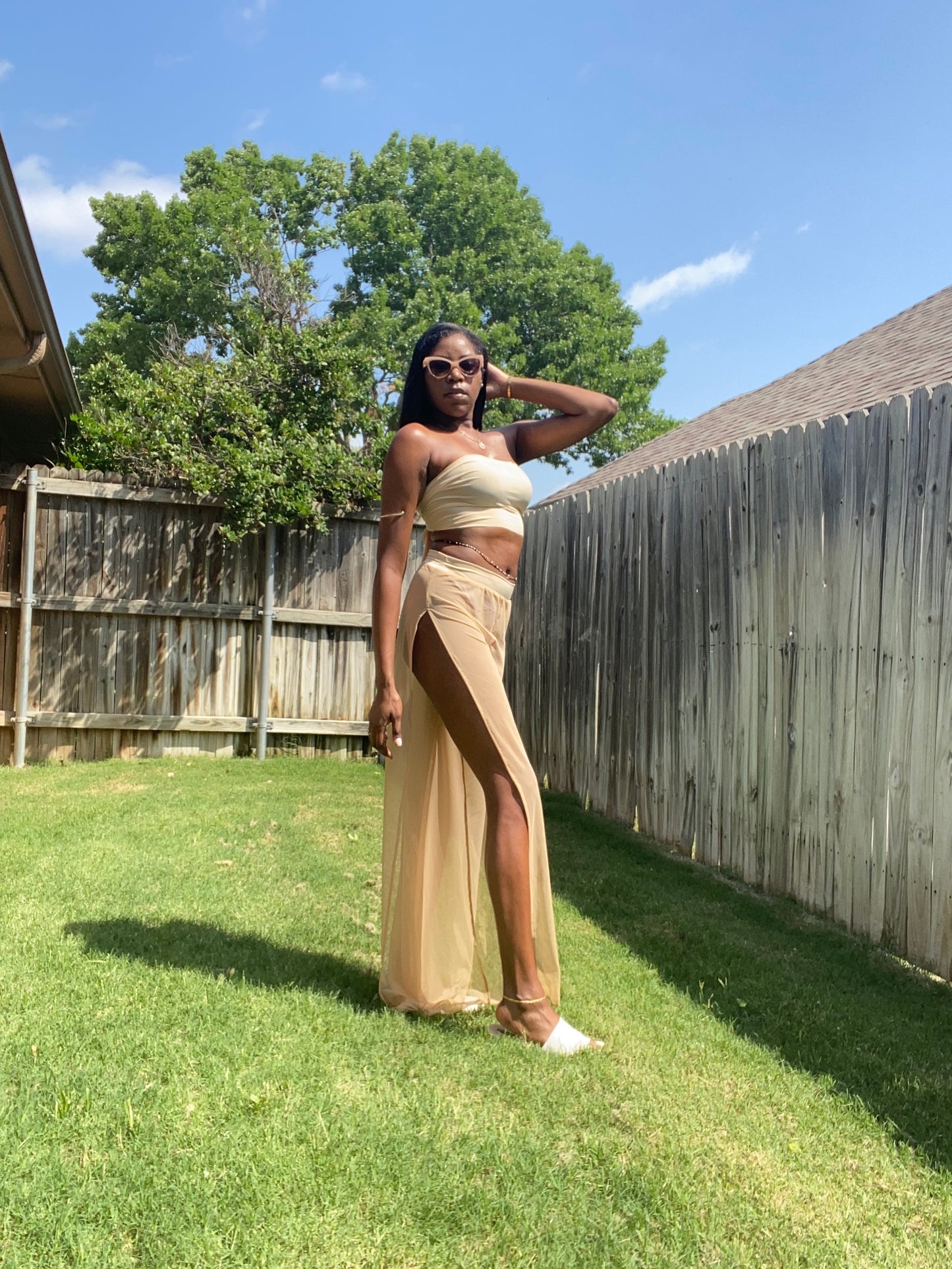 Tall Mesh Pants Cream S/M